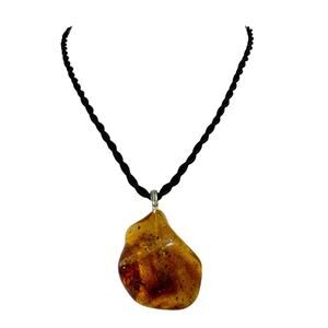 Baltic Amber Necklace Chunky Raw Shape Polished